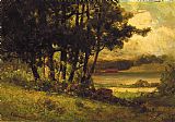 landscape with cows grazing near river by Edward Mitchell Bannister